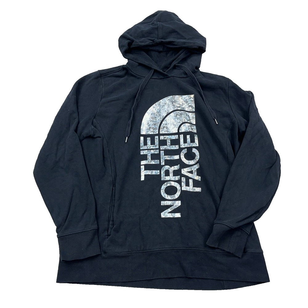 The North Face Hoodie Women XL Black Sweatshirt‎ Sweater Big Spellout Hiking